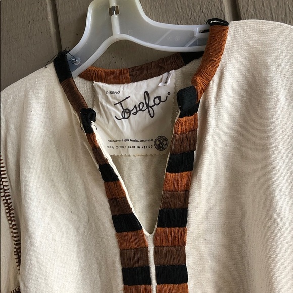 Vintage Diseno Josefa Elegant White and Brown Maxi Dress Kaftan - Picture 6 of 16